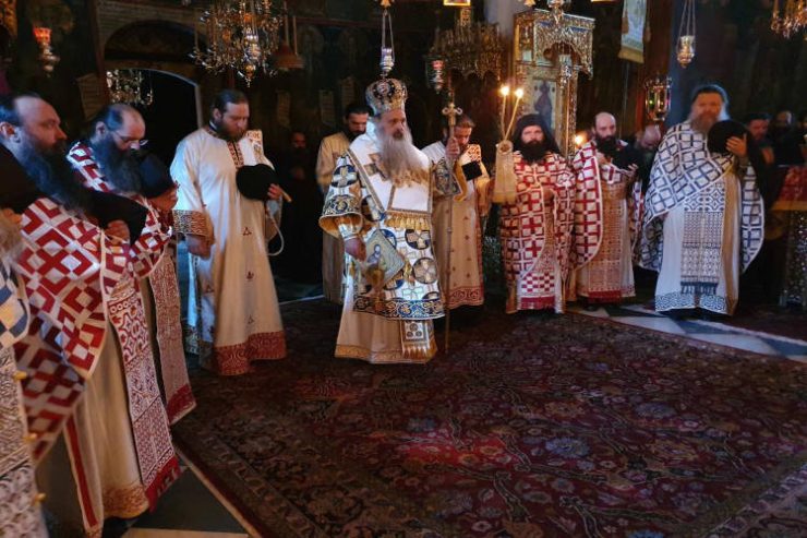 Ο Μητροπολίτης Σταγών και Μετεώρων Θεόκλητος στην Ιερά Μονή Αγίου Διονυσίου Αγίου Όρους