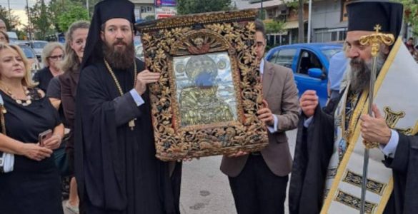 Υποδοχή Ιεράς Εικόνος Παναγίας Χοζοβιωτίσσης εξ Αμοργού στην Πεύκη